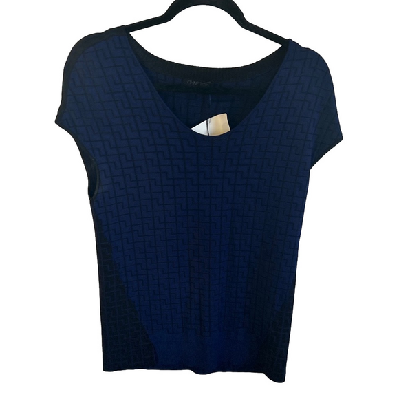 Classic Navy Blue Knit Sweater Women’s Ohne Titel Stretch Blouse SIZE SMALL - Picture 2 of 6